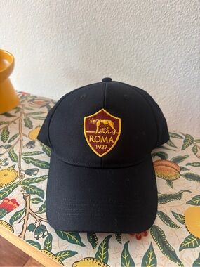 Roma Black Baseball Cap with Yellow and Maroon Crest